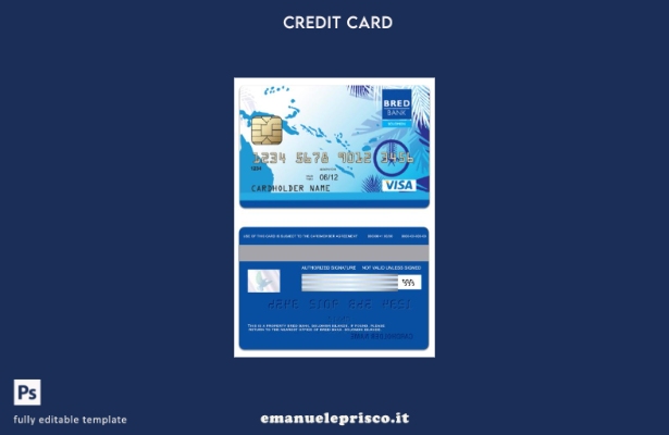 modello di carta individuale per visto BRED Bank delle Isole Salomone in stile v